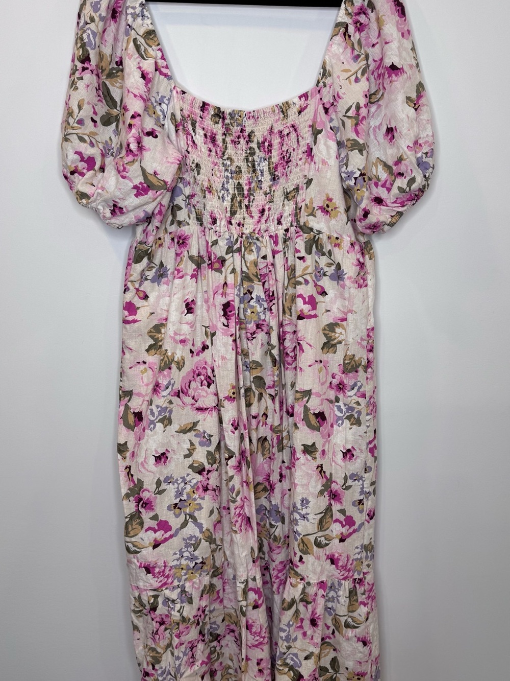 Reitman x The Birds Papaya Floral Puff linen blend Sleeve Dress size XL - Picture 10 of 11